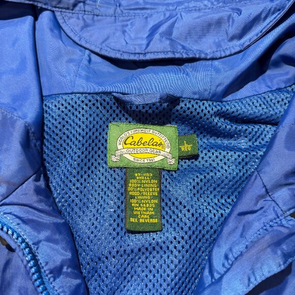 Cabelas Women’s Packable Windbreaker Large Blue Vented Hooded Full Zip - Picture 12 of 13